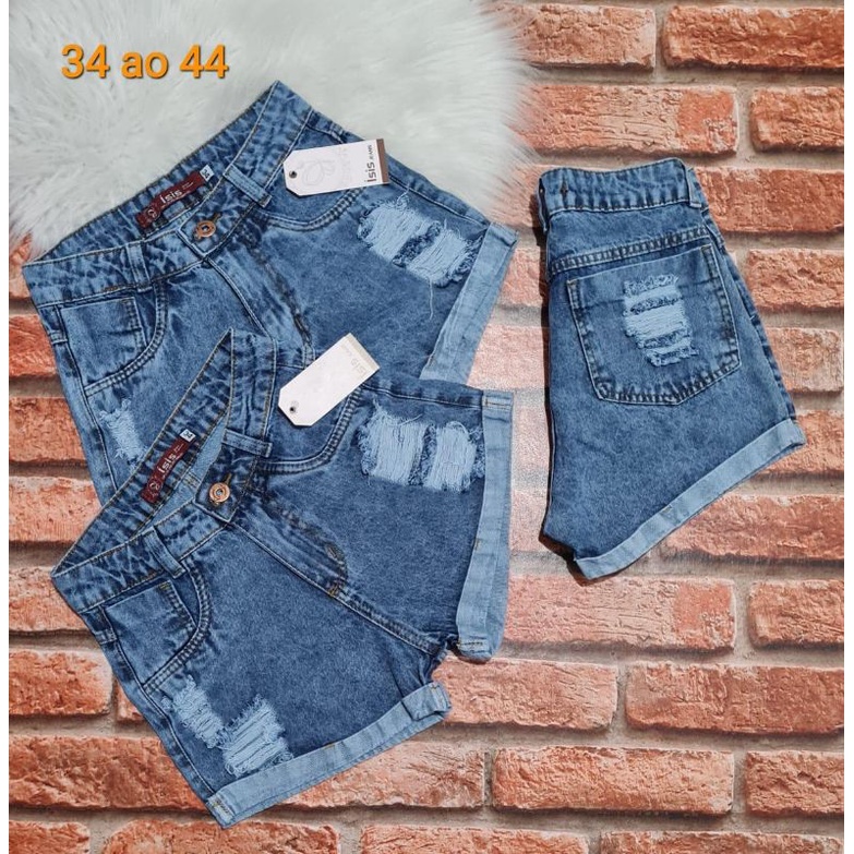 short jeans cintura alta. em Oferta na Shopee