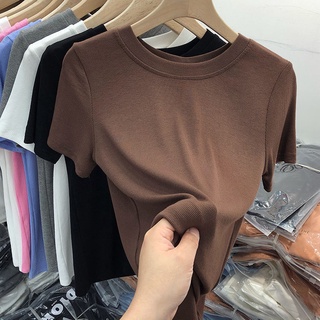 Camiseta/Feminina De Mangas Curtas Com Cor Lisa/Francês/Slim-Fit Fiece/Projetado