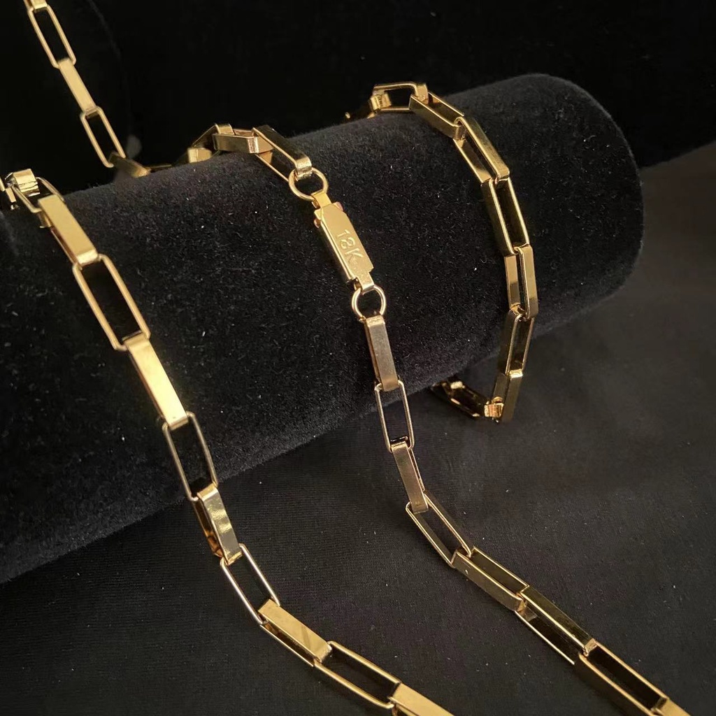 Corrente PULSEIRA Oca Alongada 60cm Masculino Ouro 18k em Oferta na Shopee