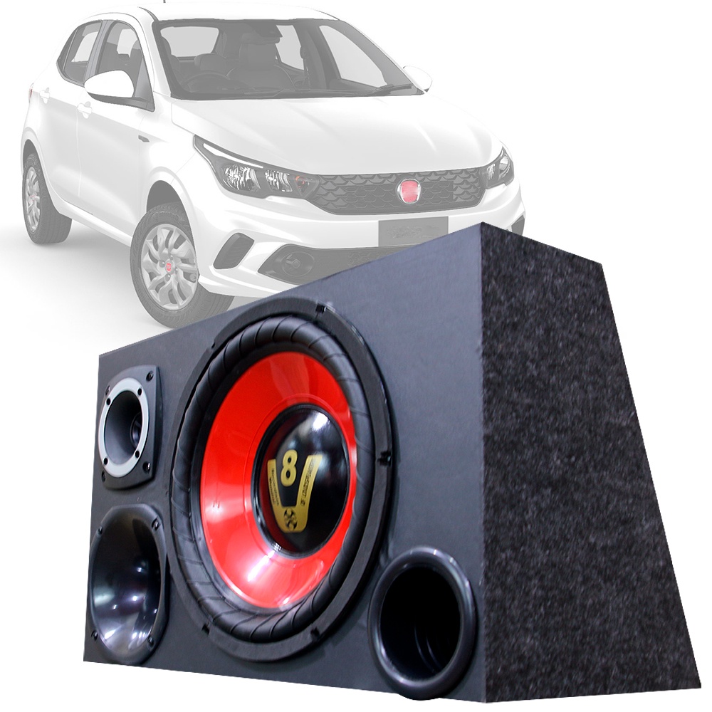 Caixa Trio Som Automotivo Trio Completa Subwoofer Fiat Argo em Oferta na Shopee