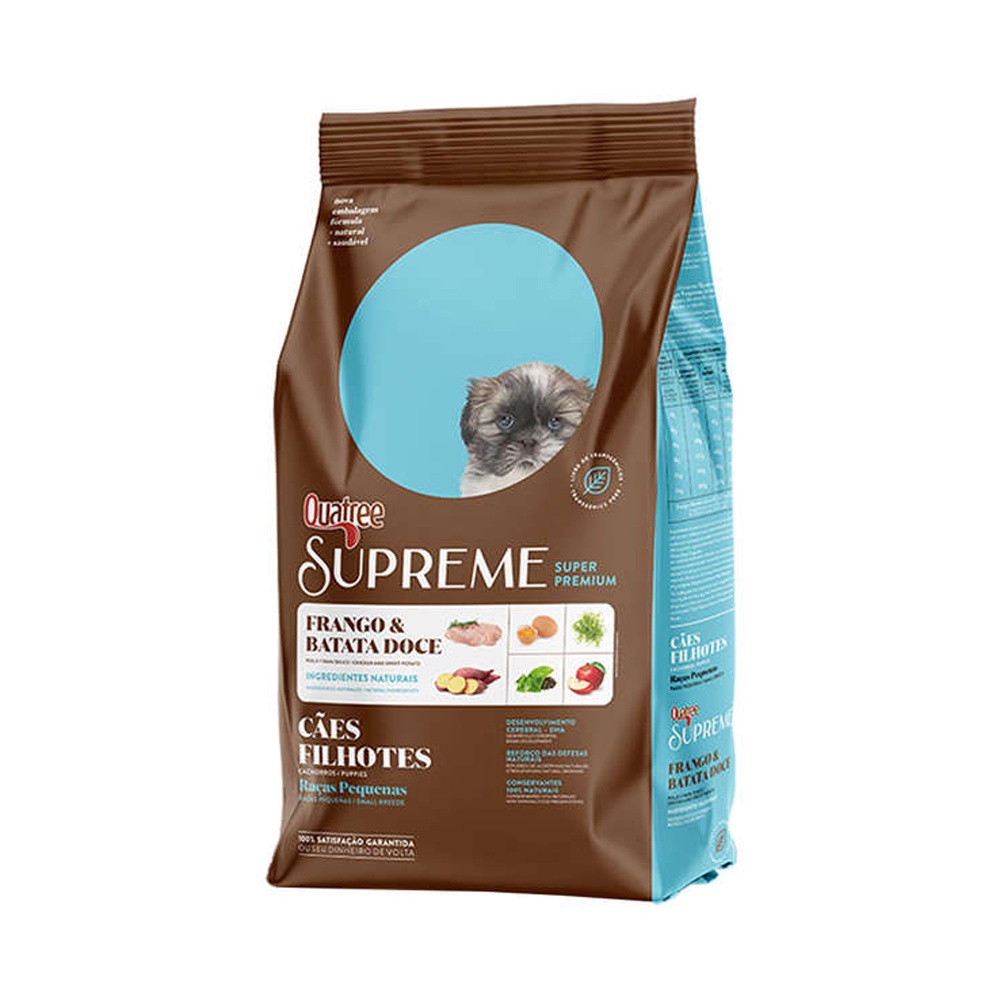 Ração Quatree Supreme Cães Filhotes Raças Pequenas Frango e Batata Doce - 1kg em Oferta na Shopee