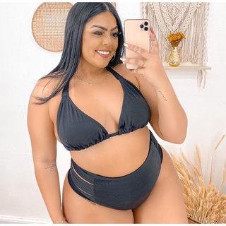 Biquini Hot Pants Plus Size Feminino Cortininha Moda Praia Verão