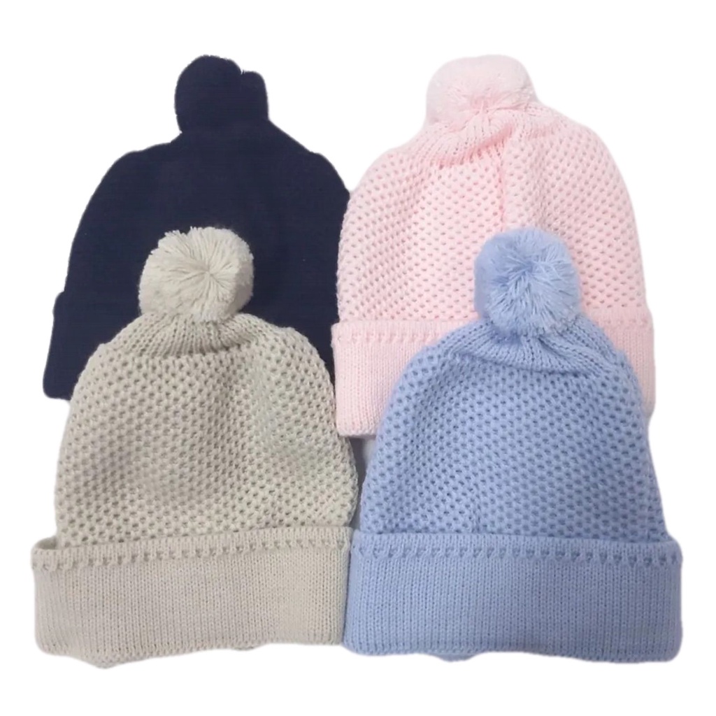 Touca Para Bebê Rn Em Tricot Pompom em Oferta na Shopee