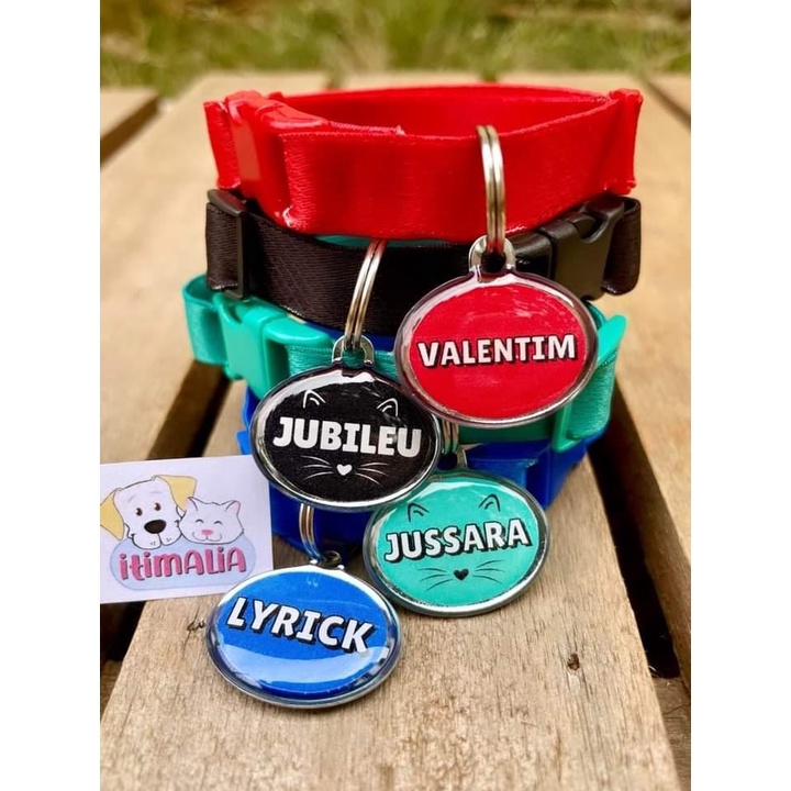 Plaquinha de Identificação Pet com Coleira para GATOS em Oferta na Shopee