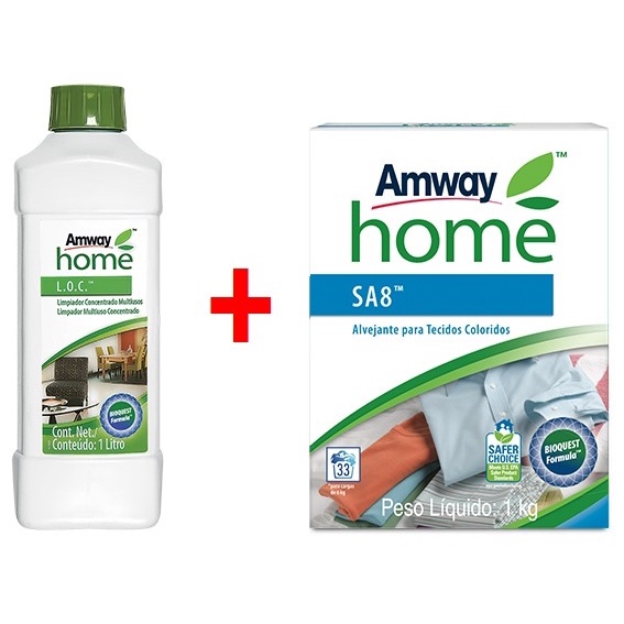 Kit 1 LOC Multiuso Concentrado 1 litro + 1 SA8 Alvejante em Pó Concentrado 1kg Amway