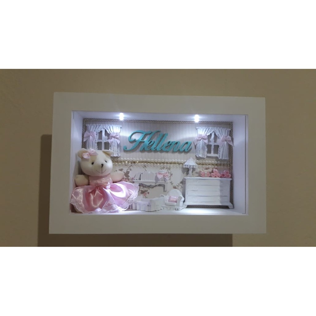 Porta maternidade com luz de led/enfeite de porta com ursinho