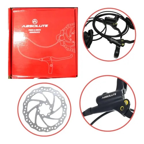 Kit Freio a Disco Hidráulico Absolute para Bicicleta MTB – Inclui Discos de 160mm, Manetes e Pinças