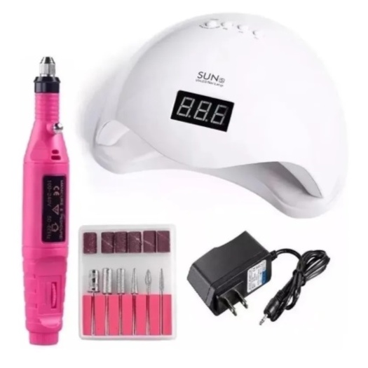 Sun 5 Led Uv Cabine Estufa + Lixadeira Elétrica Kit Manicure - Envio Imediato