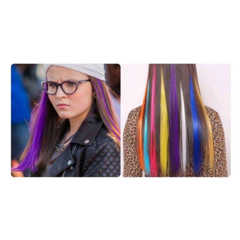 Kit Com 5 Mecha Mechas De Cabelo Colorido Aplique 50cm  Larissa Manoela (cúmplice de um resgate )