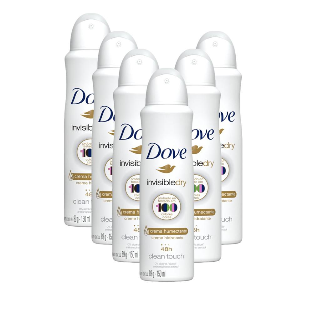 Kit 6 Desodorantes Dove Antitranspirante Aerossol Invisible Dry 150ml em Oferta na Shopee