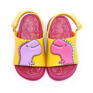 Sandália Infantil Plugt Menina Confortável Dinossauro Amarelo Rosa Pink