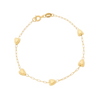 Pulseira Corações Diamantados Banhada a Ouro 18K- Semi Jóia de Luxo (PL 5010)