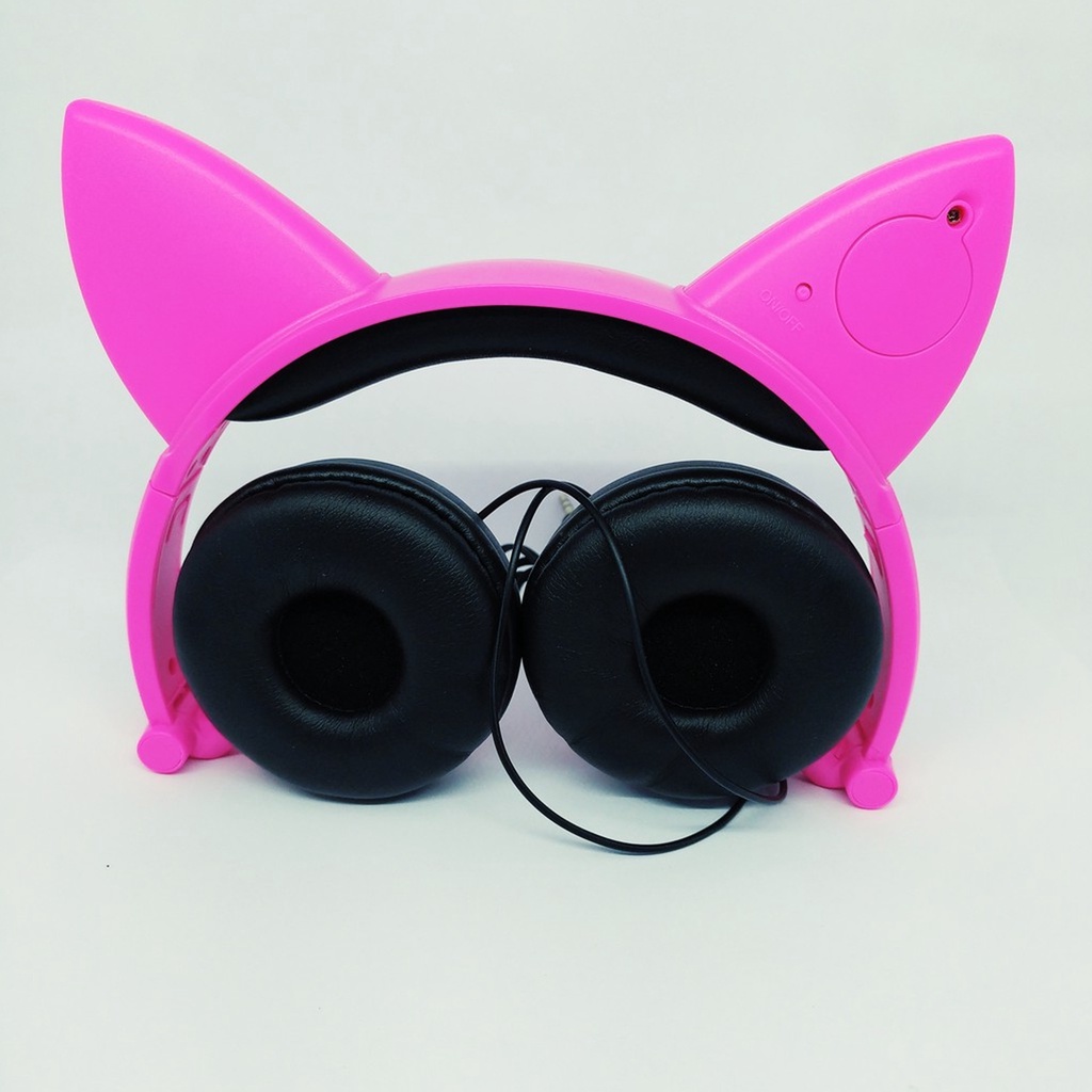 Fone De Ouvido H'maston Orelhas De Gatinho Rato Gata Gatinha Rosa Criança PE-RE-ESC-EST4-PRATEL-03-C EJ-L107 EJL107