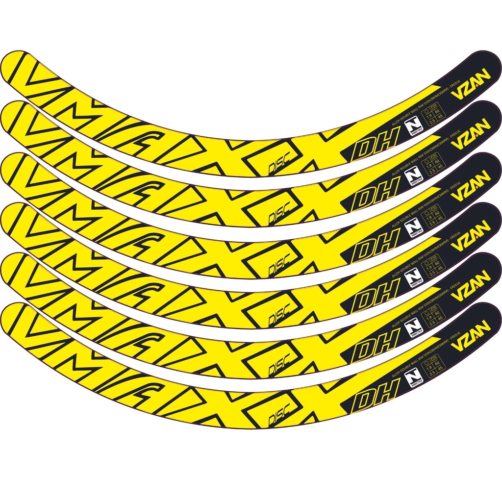 6 Adesivos Aro Vmaxx Freio A Disco kit para 1 roda amarelo