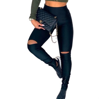 Calça Preta Suplex Estilo Legguing Cintura Alta Recorte Joelho Aberto Estilo Montaria Tendência em Oferta na Shopee