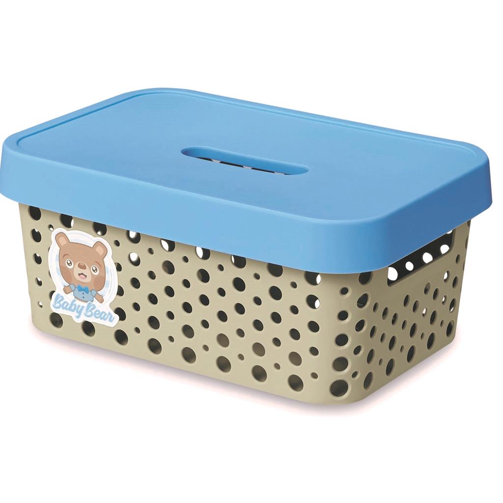 Organizador Cesto C/ Tampa Quarto Do Bebe Azul 4,5l - Usual Utilidades
