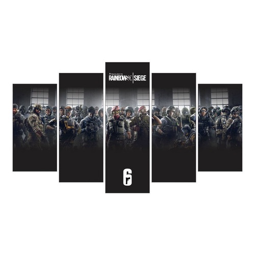 Quadro Mosaico 5 Partes Video Game Rainbow 6 Agentes Mod 61 gh2 ...