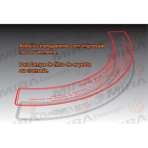 Adesivo TROCA FILTRO AR GM CHEVETTE OPALA (Transp. Letras Vermelhas Gd)