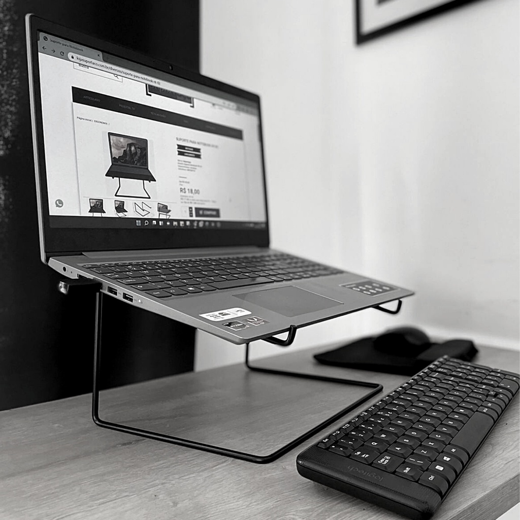 Suporte/apoio Para Notebook Nt-02 Ergonômico Fixo Preto Pratico Qualidade Facil