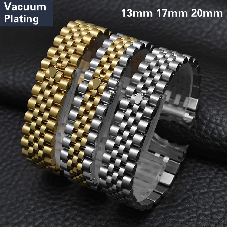 Pulseira De Cotovelo De Aço Inoxidável Sólido Com Cinco Contas , Luxo Para Relógio ROLEX 13 17 20mm