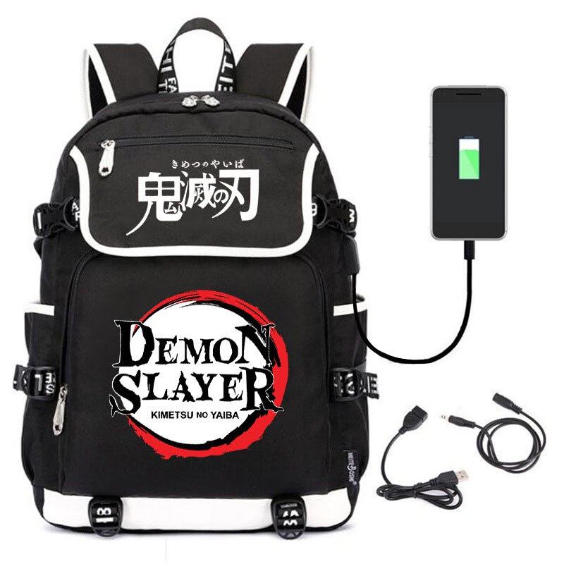 anime demon slayer kamado nezuko usb Mochila De Viagem Saco De Livro Pacote De Escola Estudante Mochilas Escolares cosplay Macho Presente