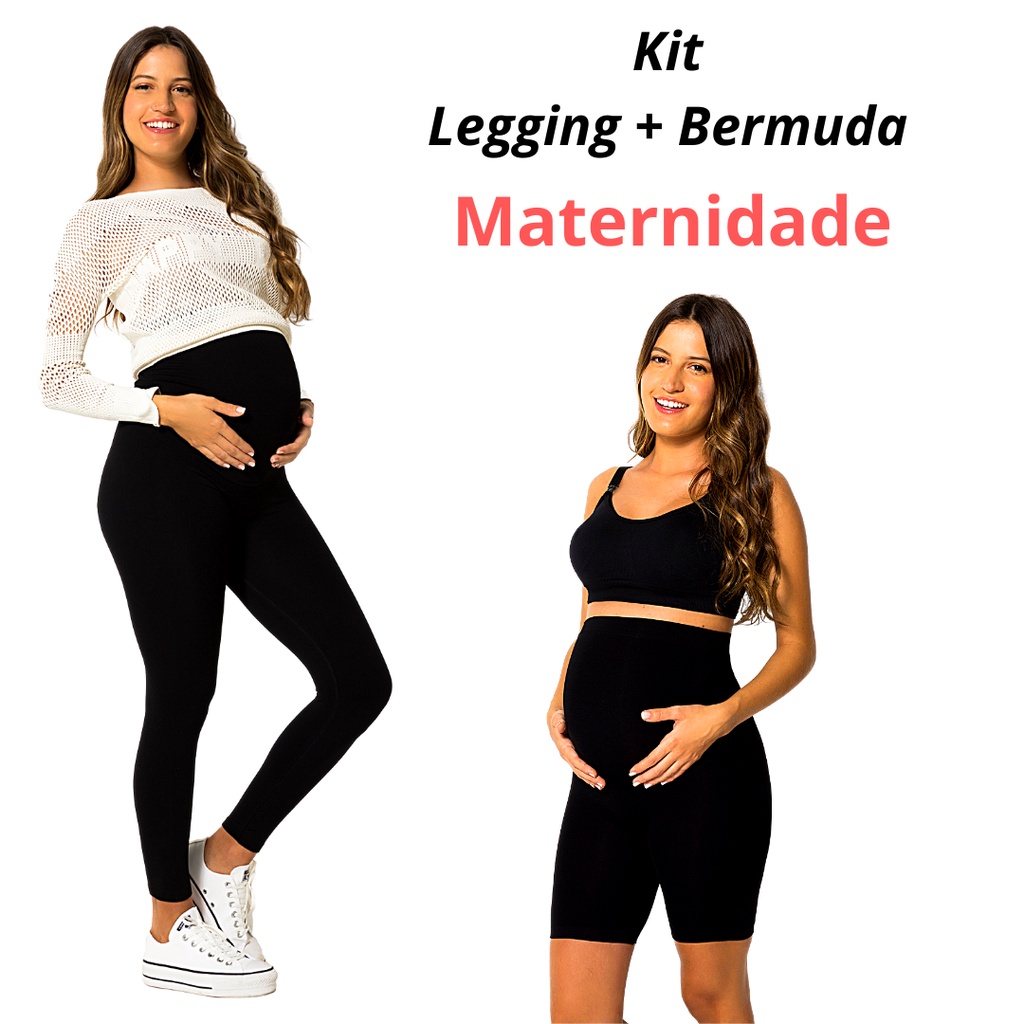 Kit 1 Bermuda Sustentação + 1 Legging Para Gestante Trifil