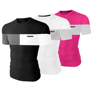 Kit 3 Camisas Slim Camiseta Personalizada Fio 30.1 Algodão