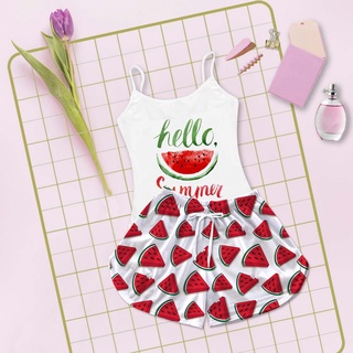 Pijama Feminino Baby Doll Adulto Estampa Melancia Hello Summer