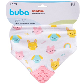 Bandana Babador Com Mordedor Algodão Animais 15281- Buba em Oferta na Shopee