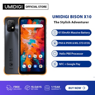 (Mundial Premiere) UMIDIGI BISON X10 Global Versão Smartphone IP68 Helio P60 64GB NFC 20MP Câmera Triplo 6150mAh