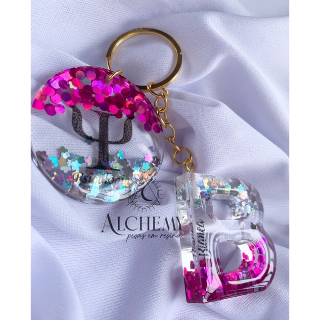 Chaveiro Psicologia Resina com glitter