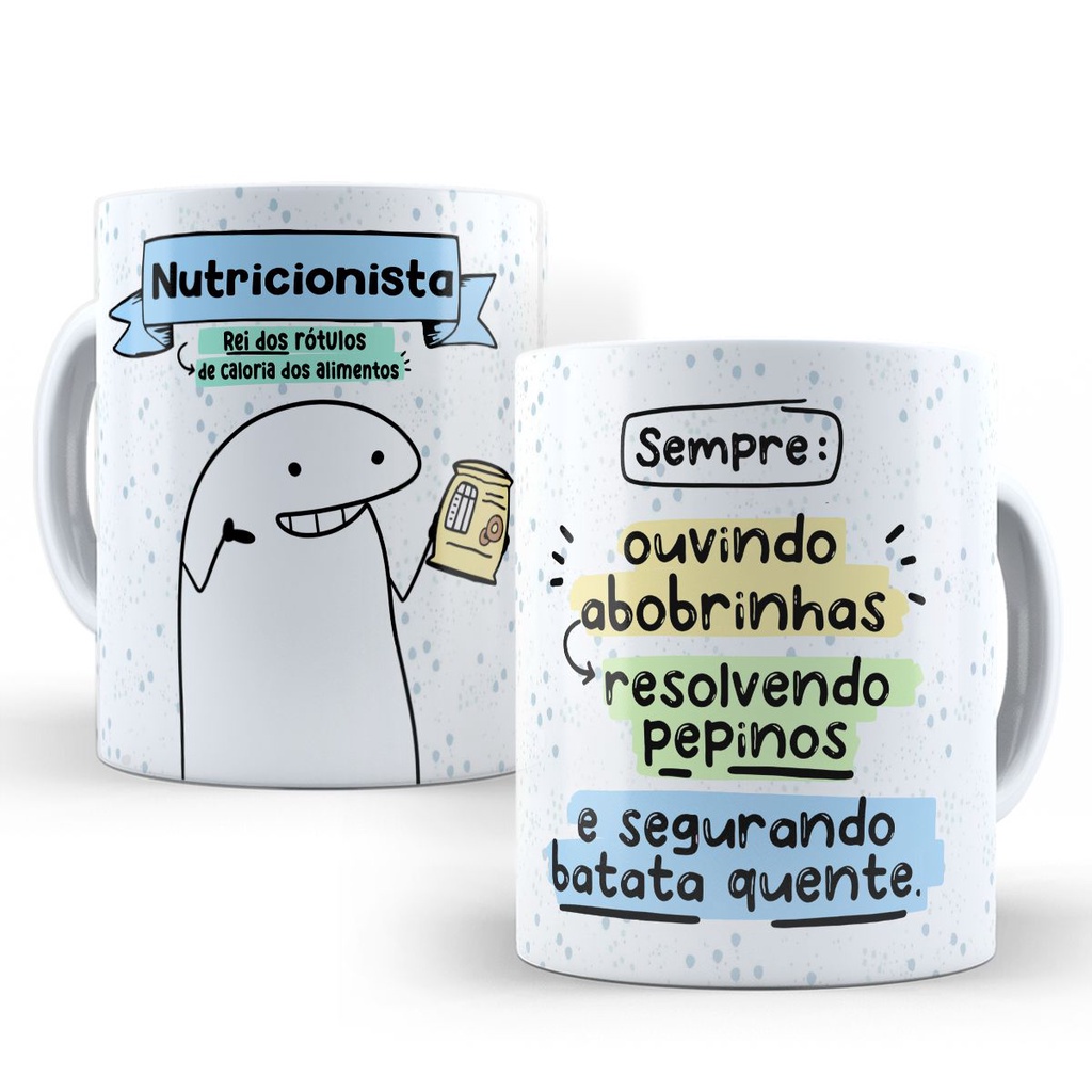 Caneca Nutrição - Nutricionista Flork Engraçada Divertida Profissões 3 Meme Bolo Bento Personalizada de Porcelana 325ml