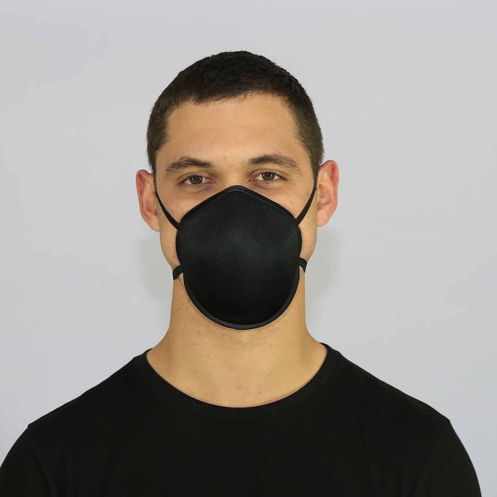 Máscara Anatômica Confortável Proteção Facial Embalagem Individual Preta lavavel
