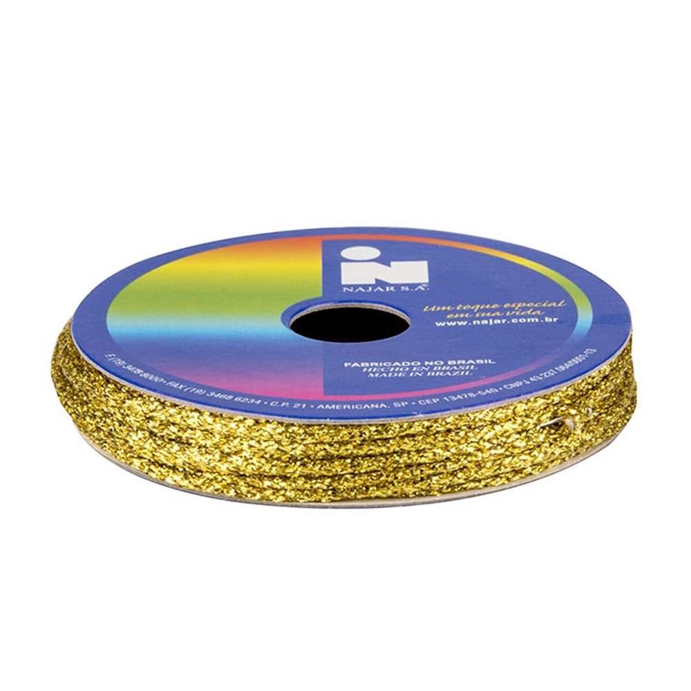 Soutache Dourado 2mm 10m - Najar