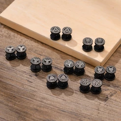 Vnox Mens Viking Black Stud Brincos Para Homens Mulheres , Conjunto Punk De Aço Inoxidável Norse Masculinos