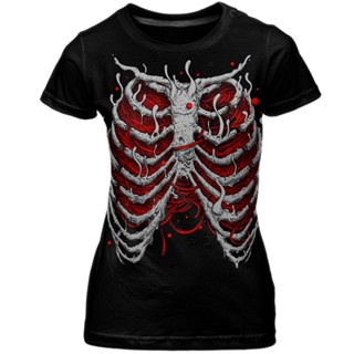BABY LOOK Ribcage Esqueleto Caveira Punkstein em Oferta na Shopee