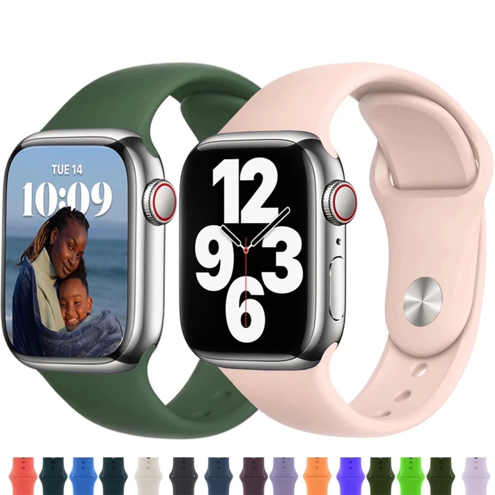 Compatível Com Apple watch Sport Band 42mm 45 38 44 40 Coleção De Pulseiras Esportivas De Borracha SE 7 6 5 4 Pulseira De Relógio