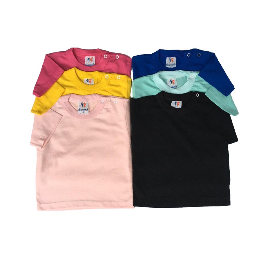 1 Camiseta Manga Curta Infantil  Meia Malha Lisa 100% Algodão P ao 10