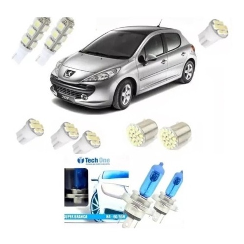 Kit Lampadas Led Peugeot 206 207 + Super Brancas Techone