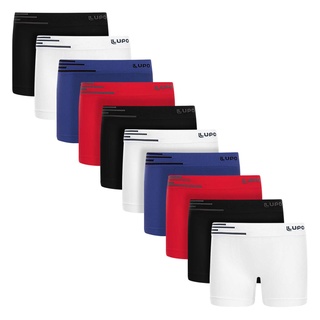 Kit com 10 Cuecas Boxer Infantil Microfibra sem Costura Lupo