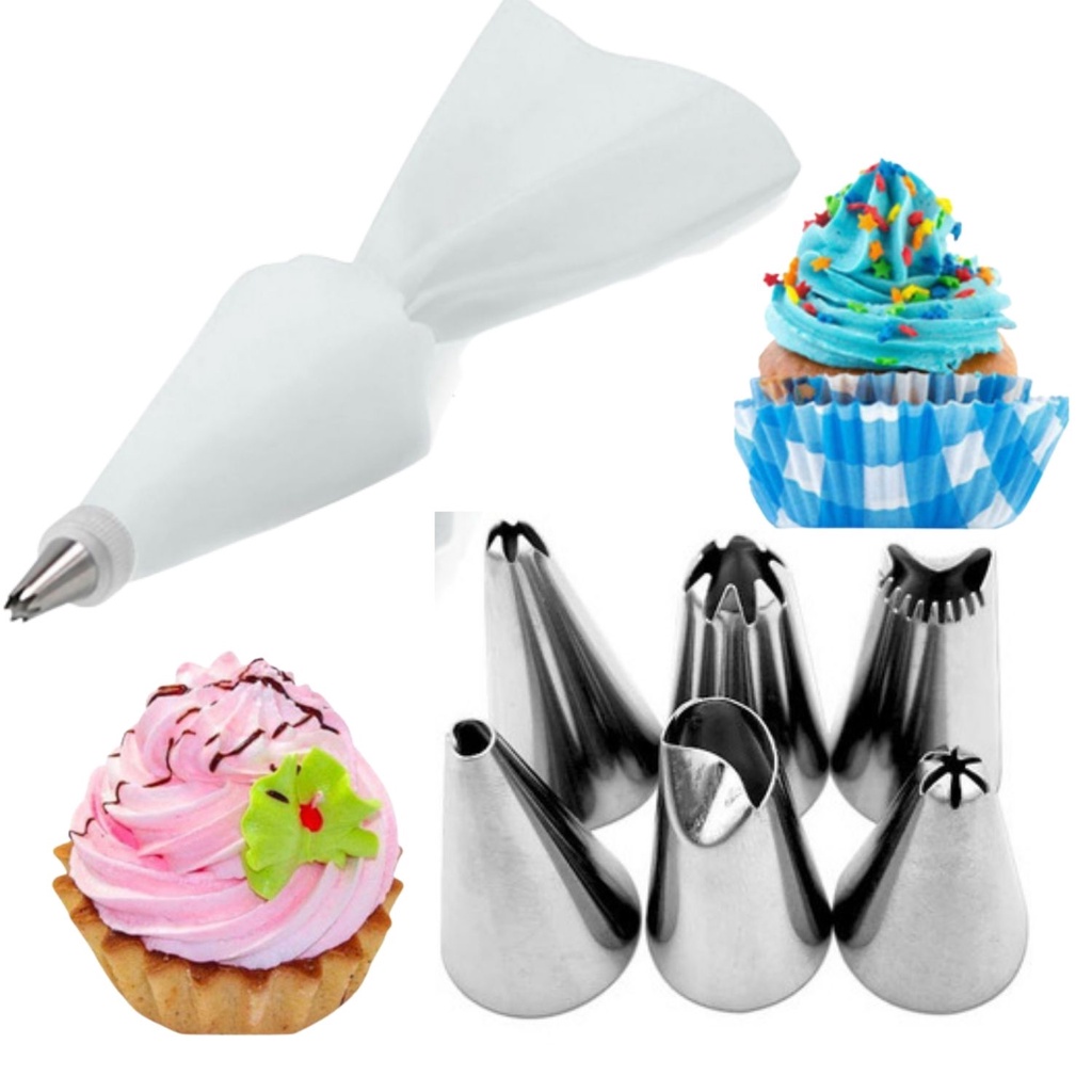 Kit Confeitaria Confeitar 6 Bicos Inox  Saco Decorador Confeiteiro Profissional