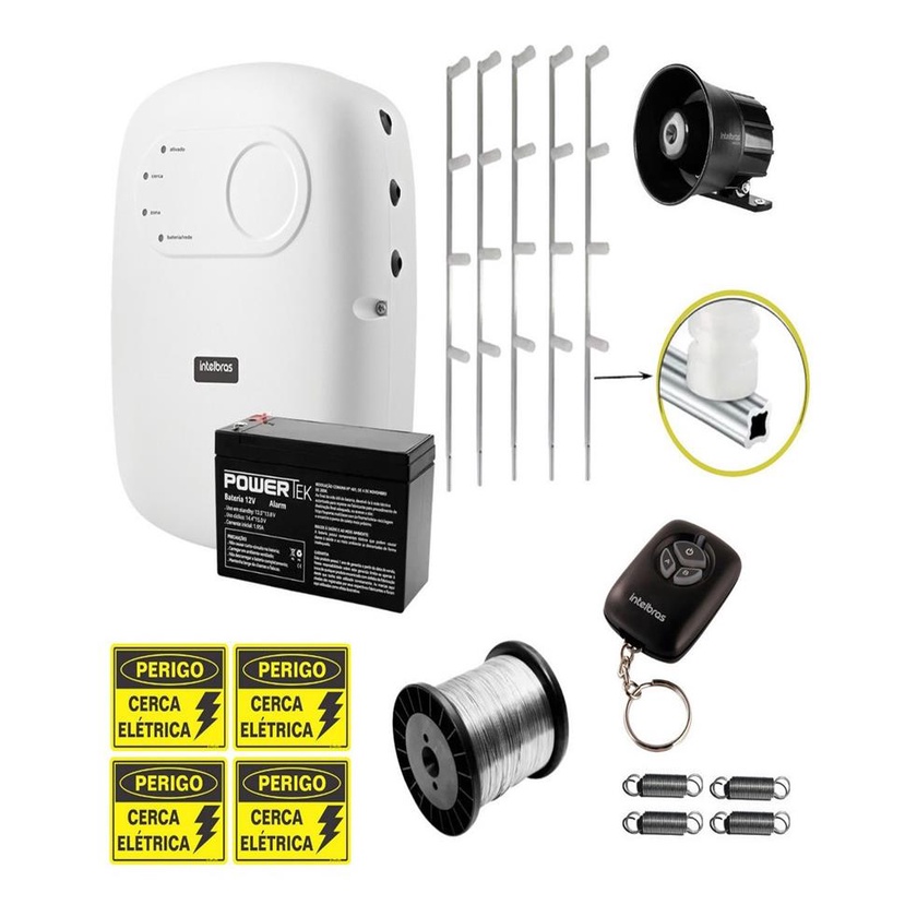 Kit Cerca Eletrica Intelbras Com Alarme 60m 3 Cantos | Shopee Brasil