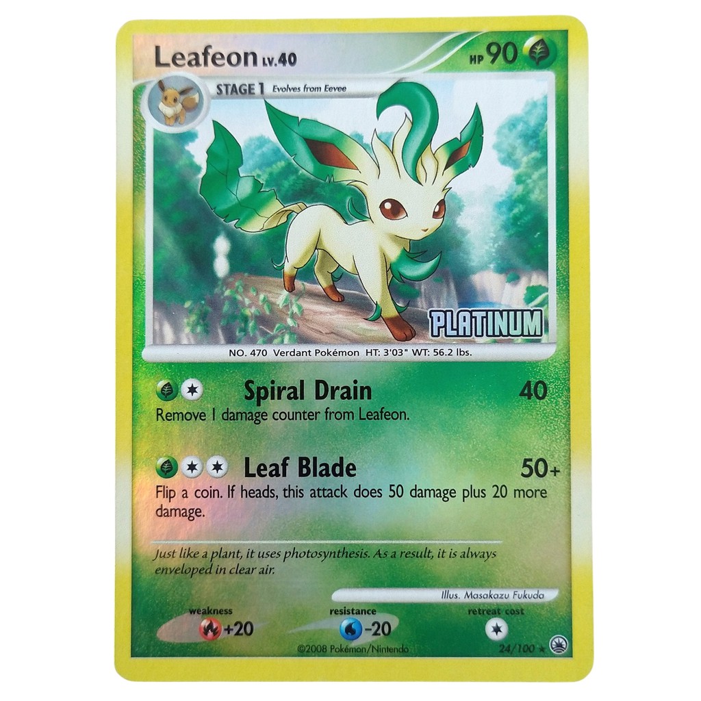 Carta Antiga Pokemon Leafeon 24/100 Reverse Holo BK Promo Platinum