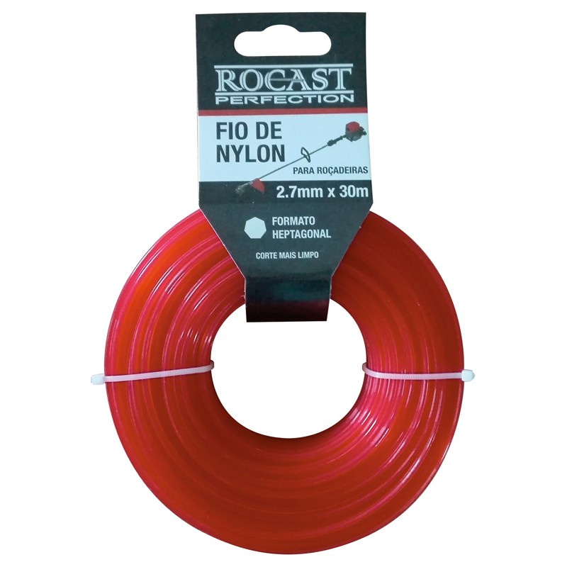 Fio de nylon carretel roçadeira - Rolo com 30 metros - Rocast