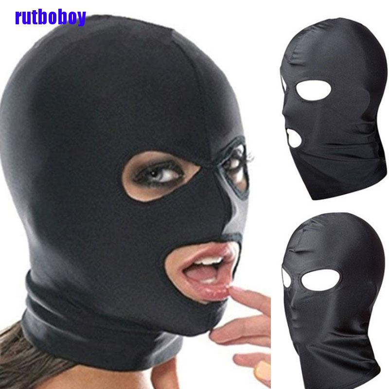(Rut) Máscara Fetiche Capuz Sexy Brinquedos Dedo Aberto Boca Eye Escravidão Máscara Do Partido Cosplay Jogo Adulto 551r
