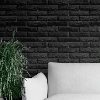 Papel De Parede Rústico Tijolos Pretos Adesivo Lavavel 3 M em Oferta na Shopee