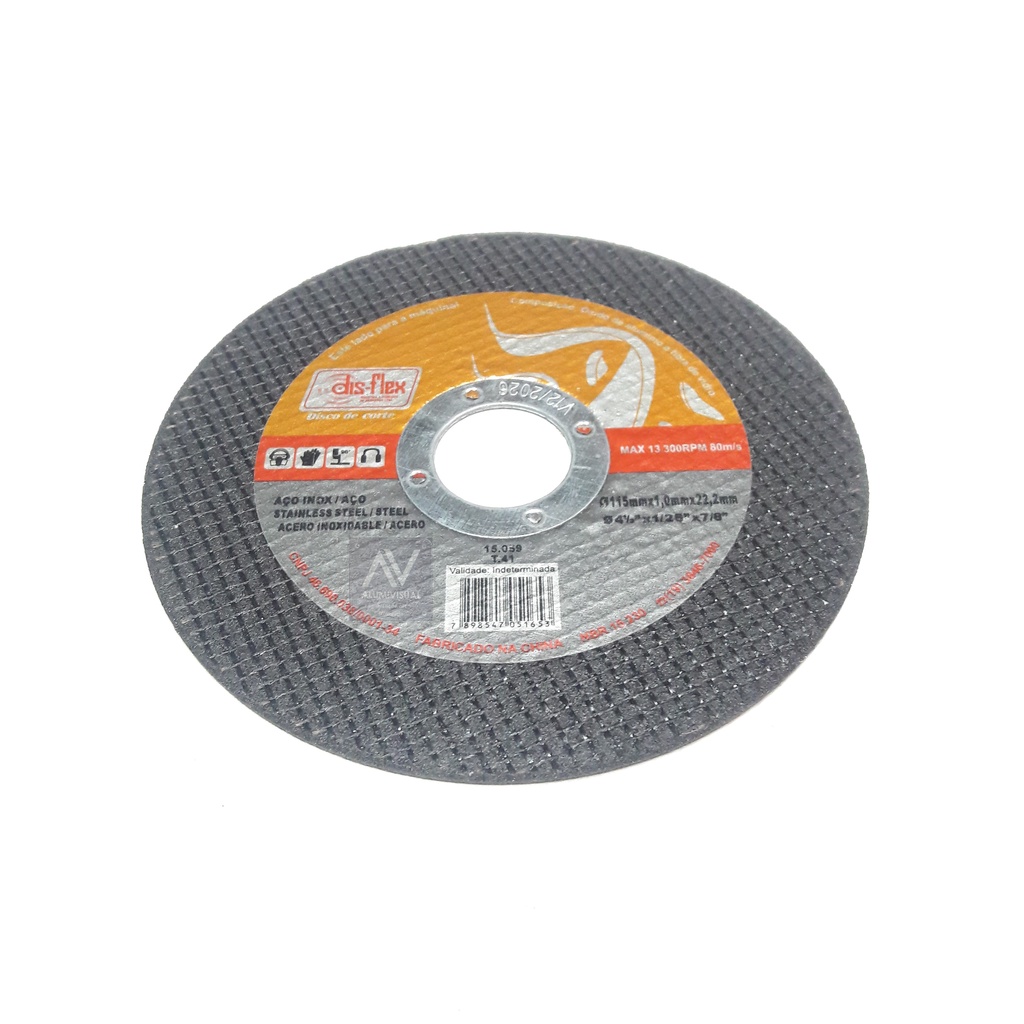 Disco de corte lixadeira 4.1/2x1/25 aço, ferro, inox e alumínio Disflex