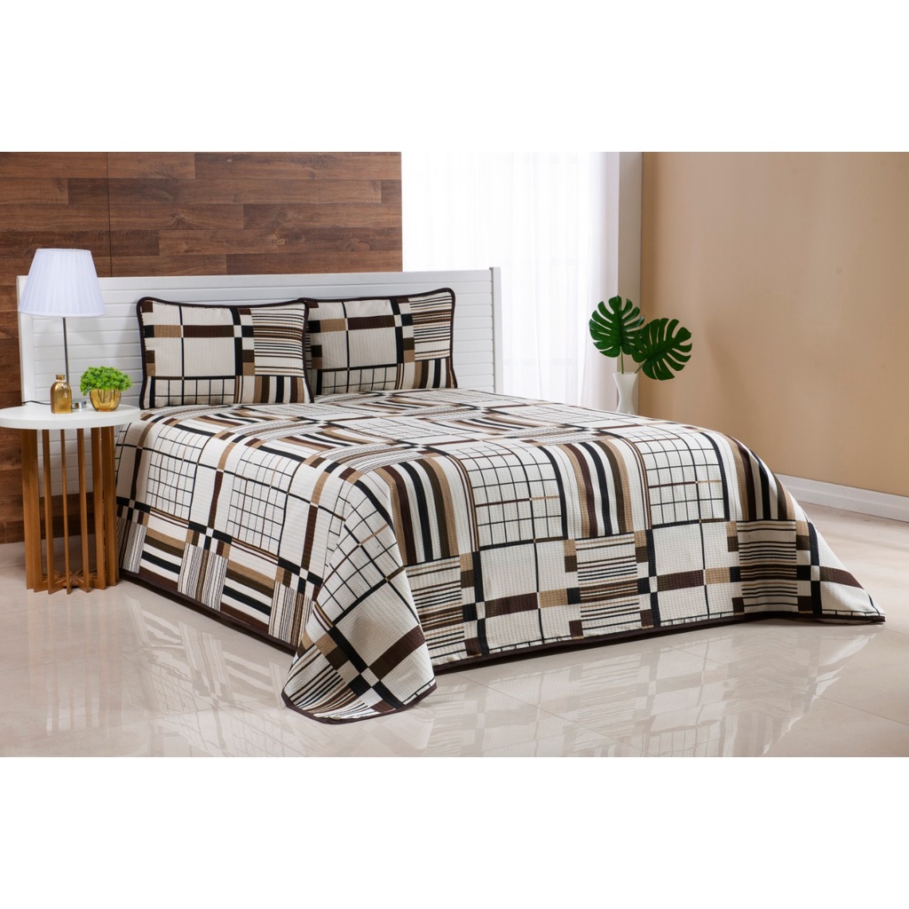 Cobre Leito Colcha Casal Cama King La Bella Arezzo Piquet 3 peças