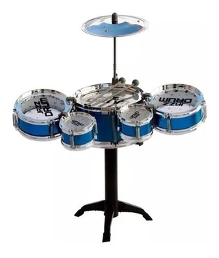 Mini Bateria Musical Infantil Brinquedo Menino Menina Azul