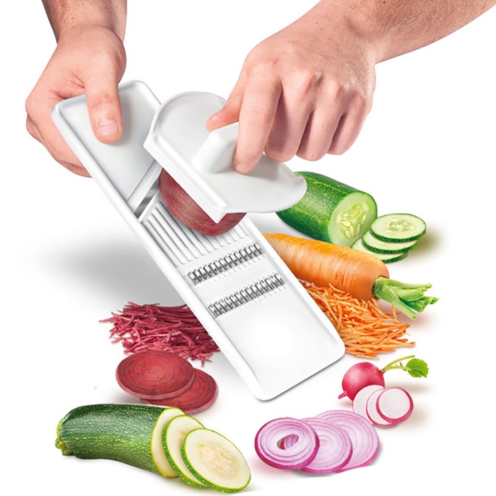 Cortador e Fatiador De Alimentos/Legumes Com Suporte Plástico - Utensílios De Cozinha LigBrin